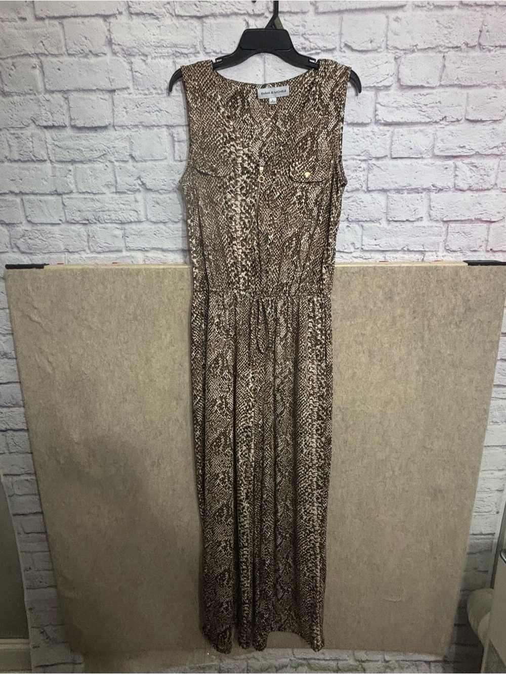 Emma & Michele Brown Snake-Print Sleeveless romper